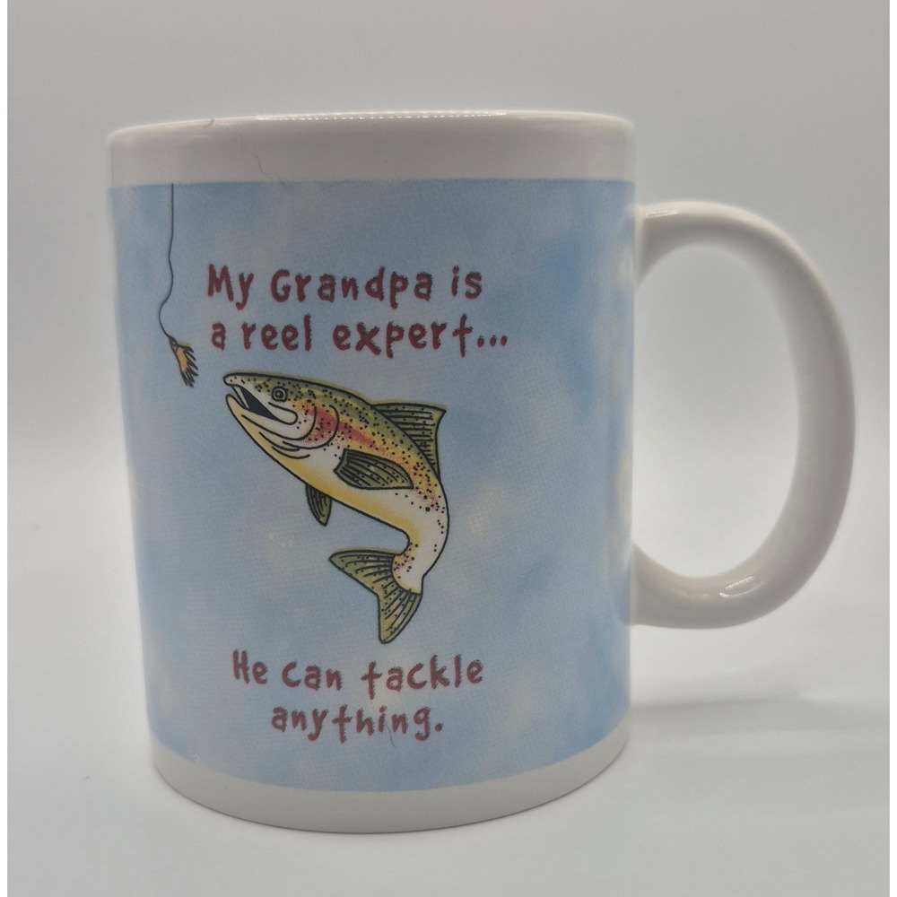 Grandpa Reel Expert Fishing Coffee‎ Mug Rainbow Trout Tackle Pun Ceramic Cup